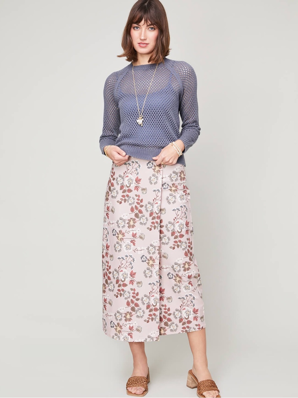 Spartina 449 Sloane Bi-Stretch Skirt Parade Floral Vine Mauve